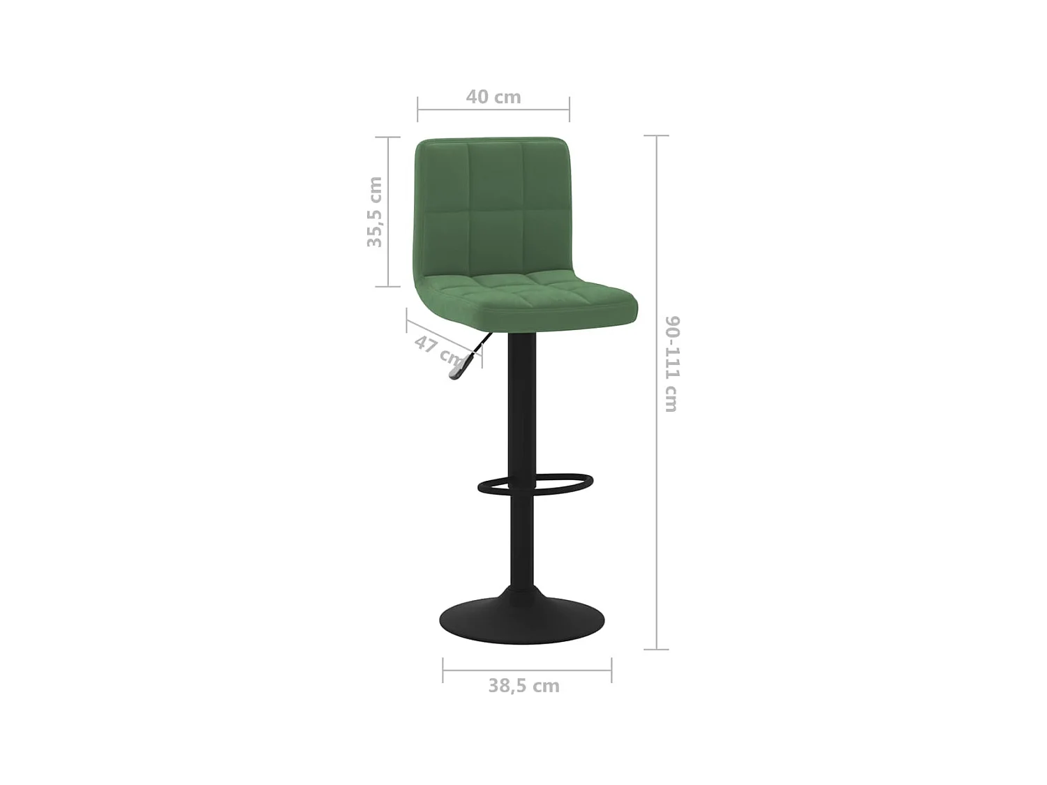 Tabourets de bar lot de 2 vert foncé velours