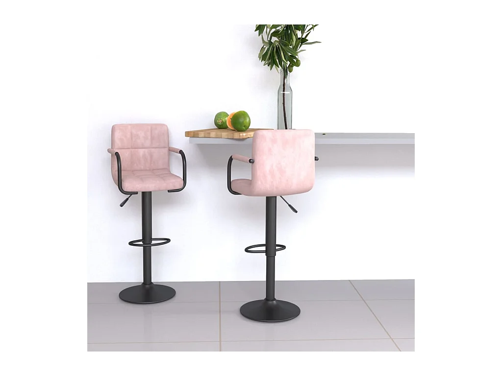 Tabourets de bar lot de 2 rose velours