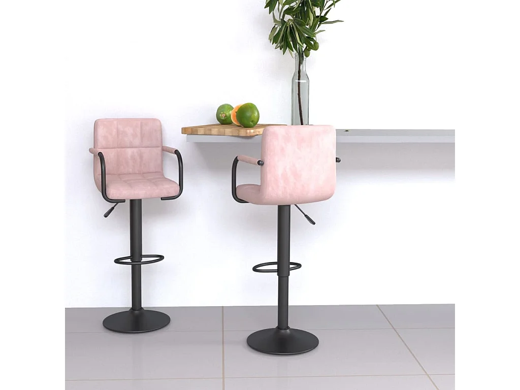 Taburetes de cocina 2 unidades terciopelo rosa