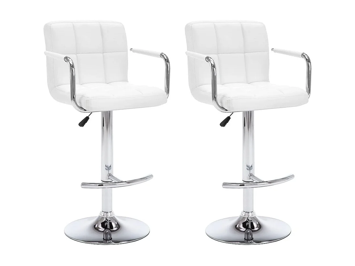Tabourets de bar lot de 2 blanc similicuir