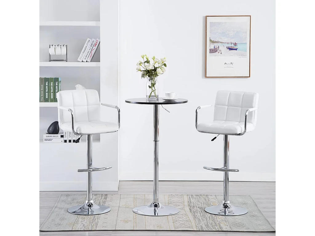 Tabourets de bar lot de 2 blanc similicuir
