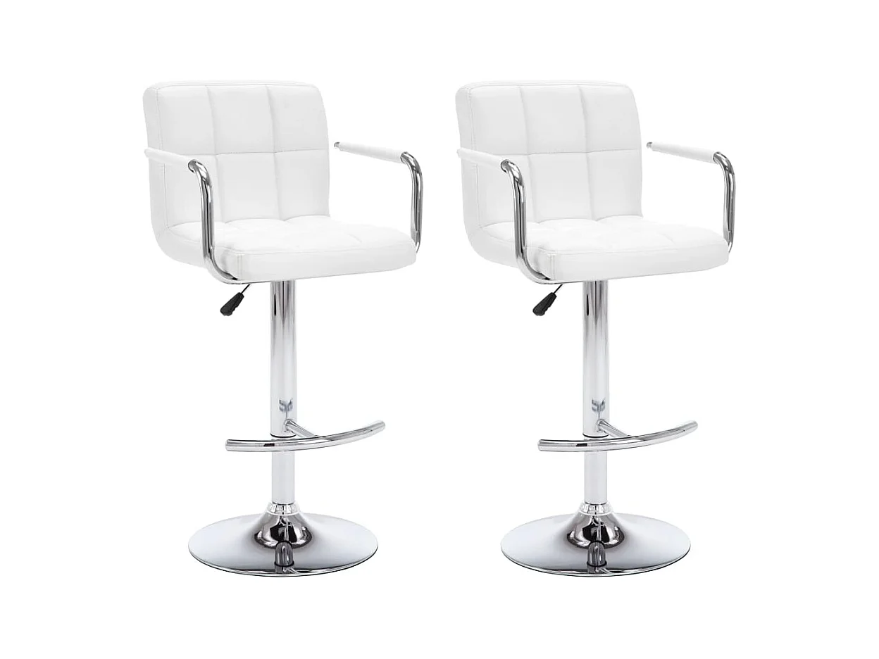 Tabourets de bar lot de 2 blanc similicuir