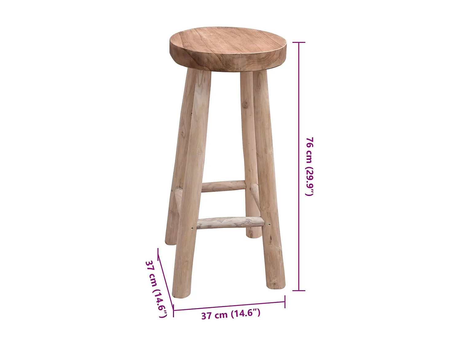 Chaise de bar Bois de teck solide