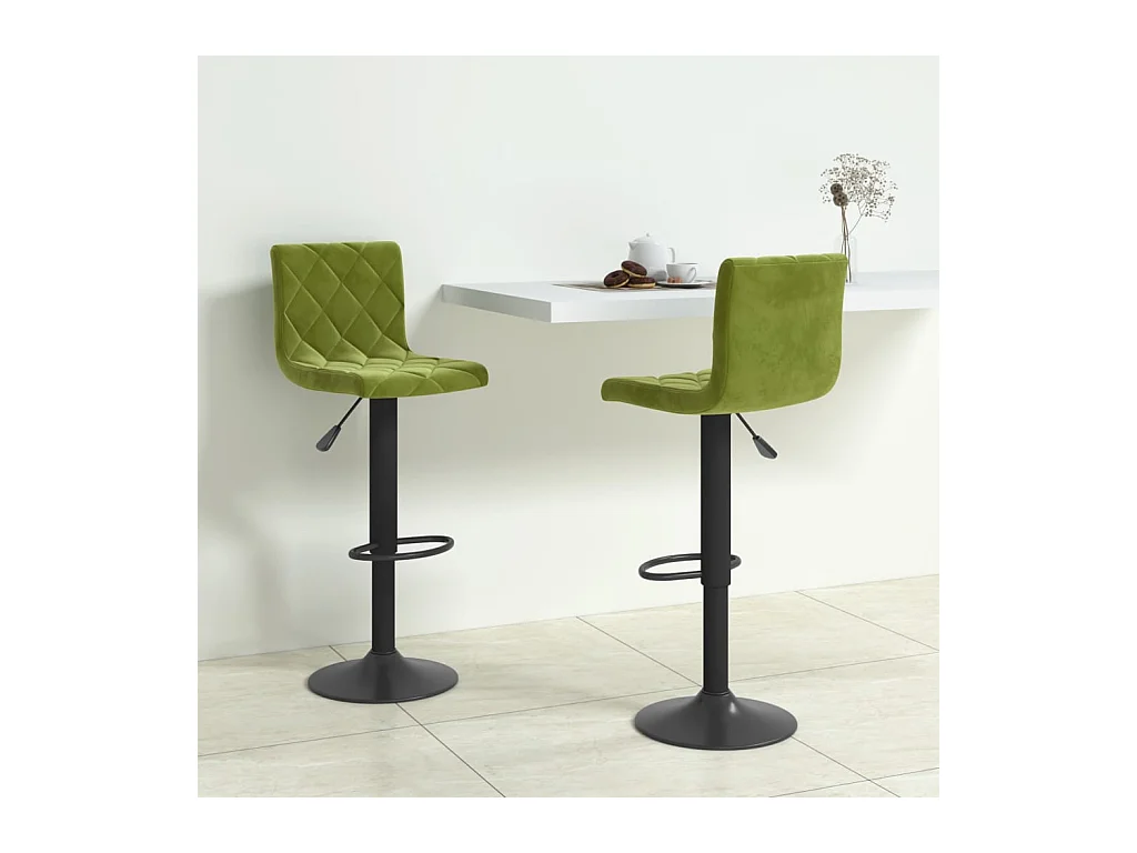 Tabourets de bar lot de 2 vert clair velours