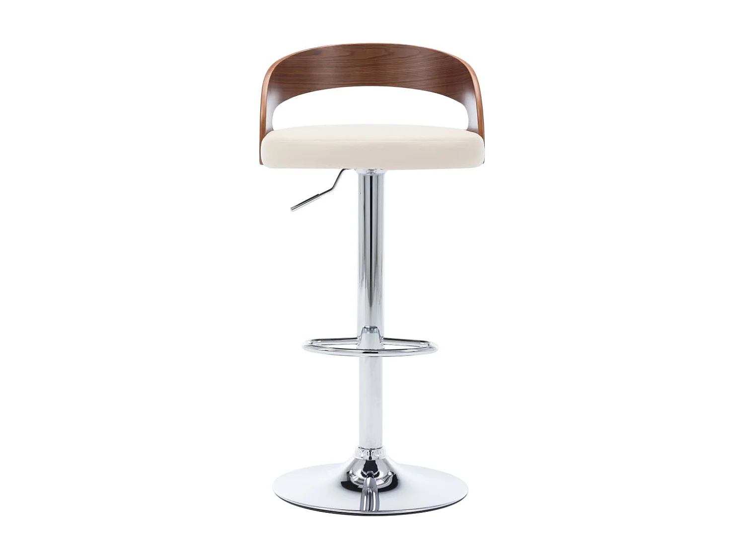 Tabourets de bar lot de 2 crème similicuir et bois courbé