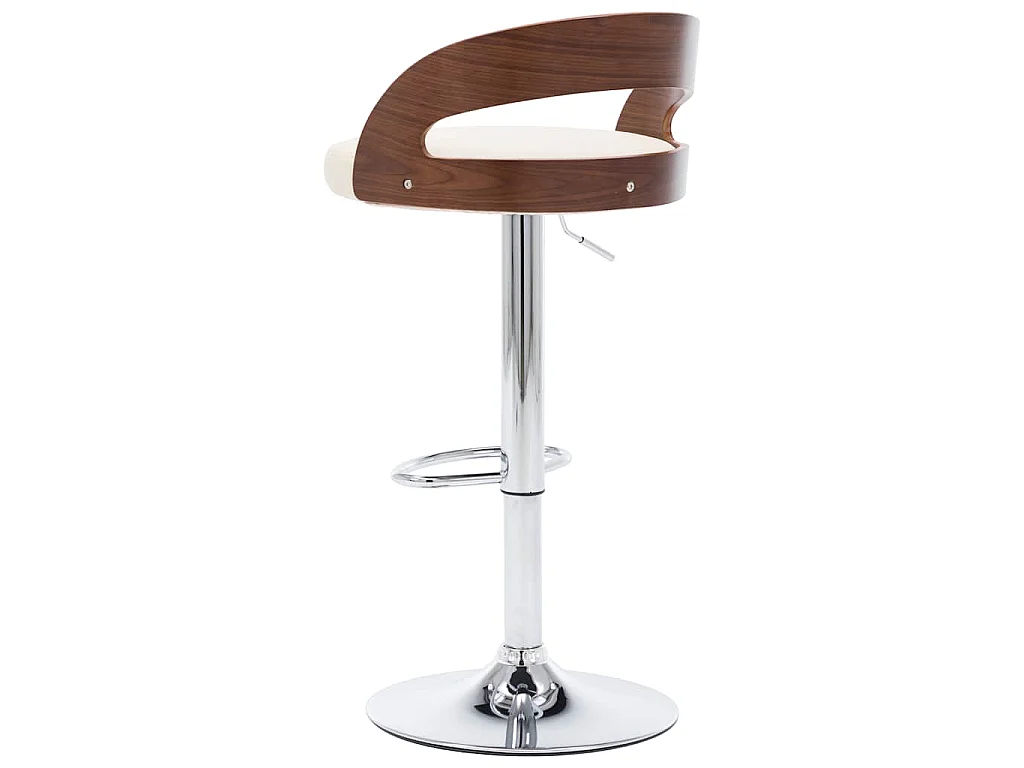 Taburetes de cocina 2 uds cuero sintético madera curvada crema