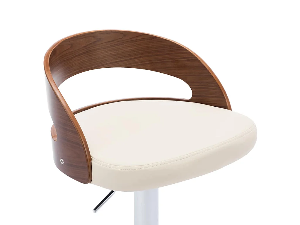Taburetes de cocina 2 uds cuero sintético madera curvada crema