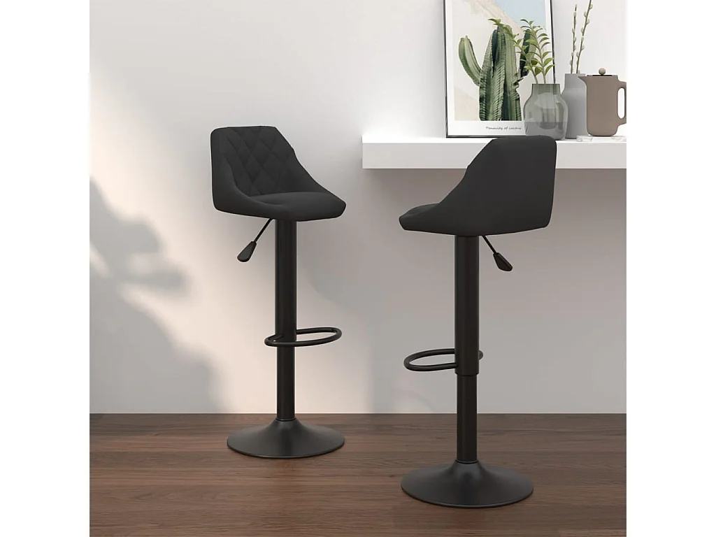Tabourets de bar lot de 2 noir velours