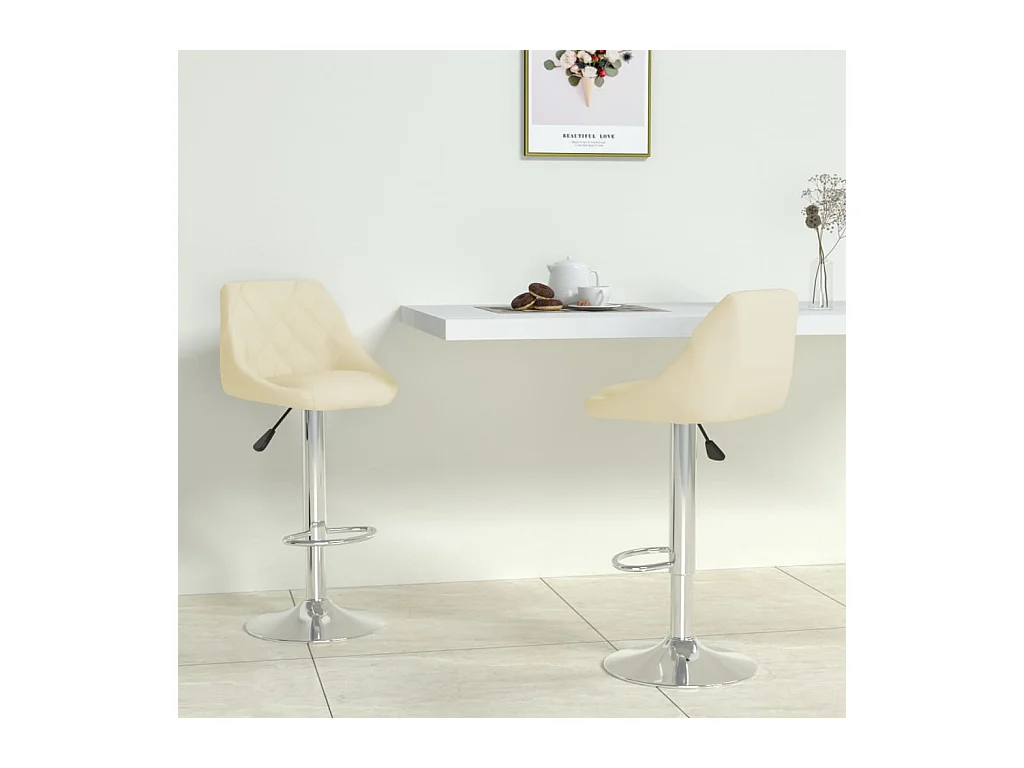 Tabourets de bar lot de 2 crème similicuir