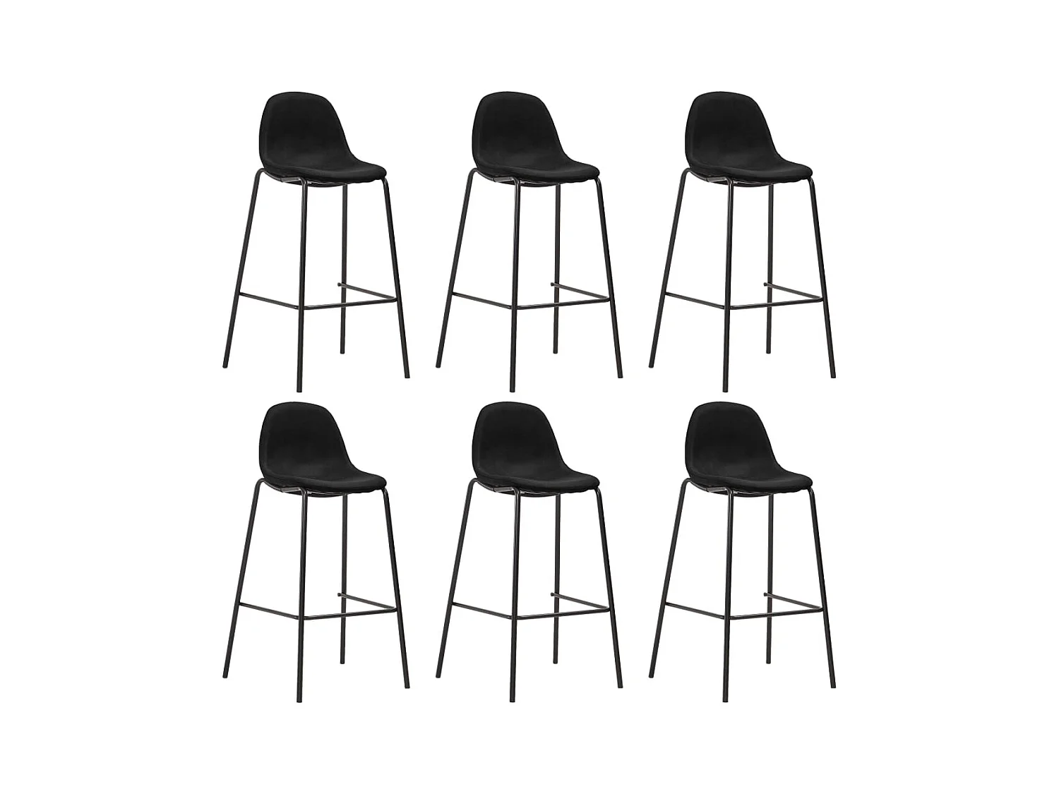 Chaises de bar lot de 6 noir tissu