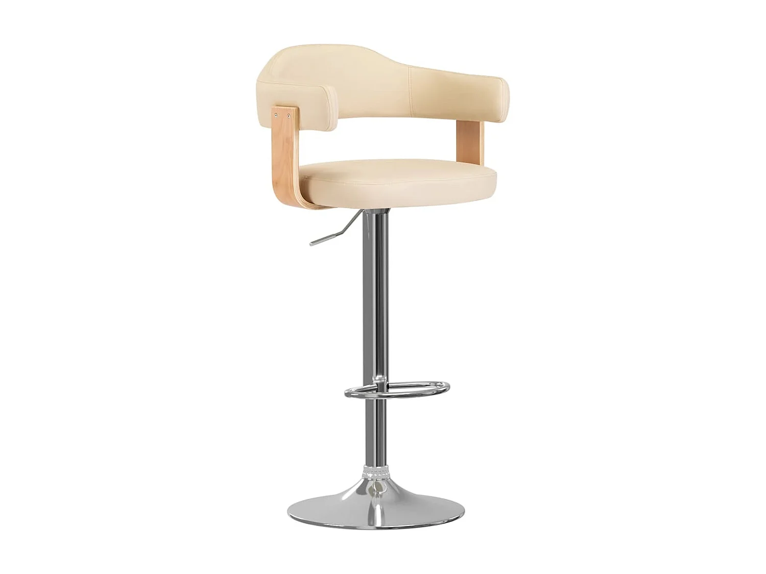 Bancos de bar 2 pcs madeira curvada e couro artificial creme