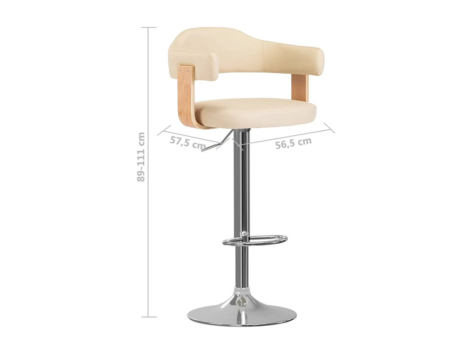 Bancos de bar 2 pcs madeira curvada e couro artificial creme