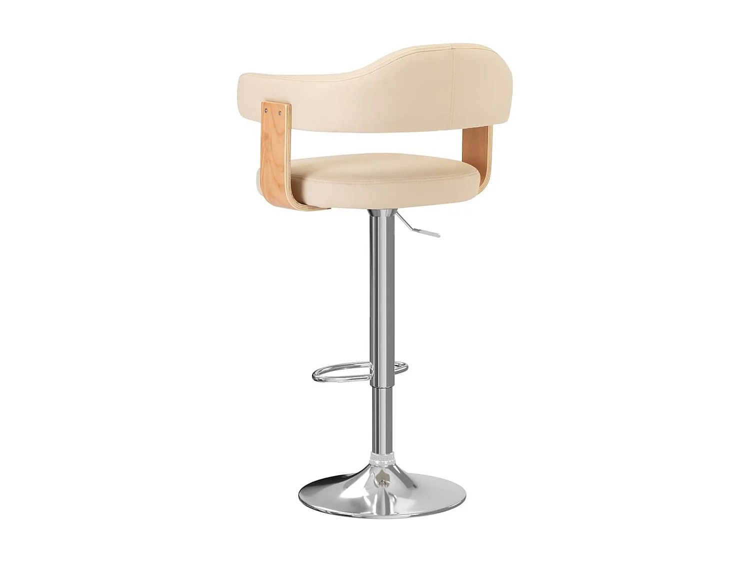 Tabourets de bar lot de 2 crème bois courbé et similicuir