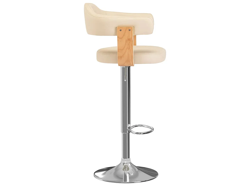 Taburetes de cocina 2 uds cuero sintético madera curvada crema