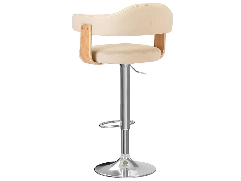 Taburetes de cocina 2 uds cuero sintético madera curvada crema