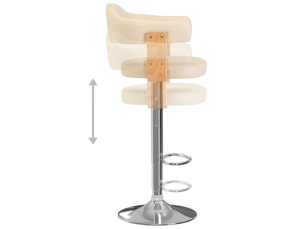 Taburetes de cocina 2 uds cuero sintético madera curvada crema