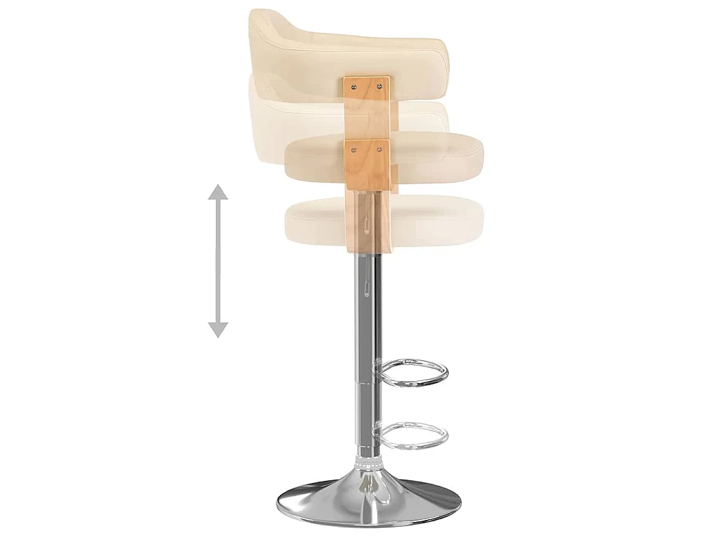 Bancos de bar 2 pcs madeira curvada e couro artificial creme