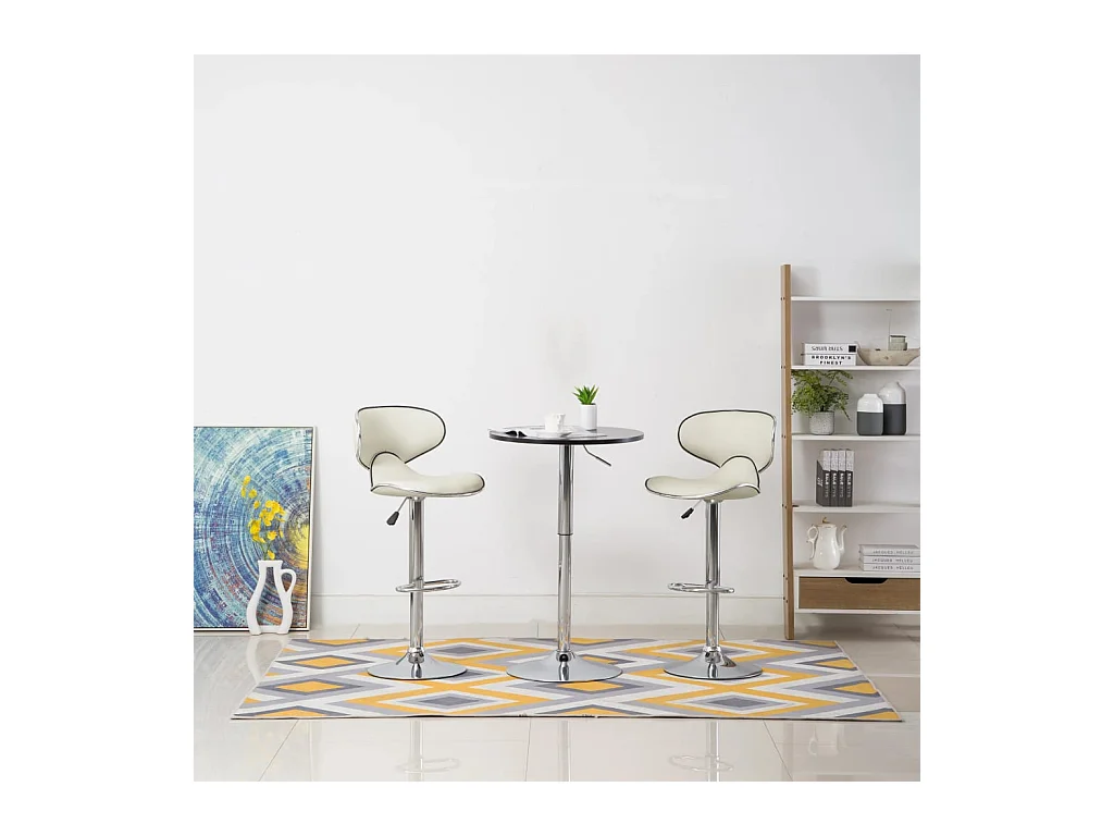 Tabourets de bar lot de 2 crème similicuir