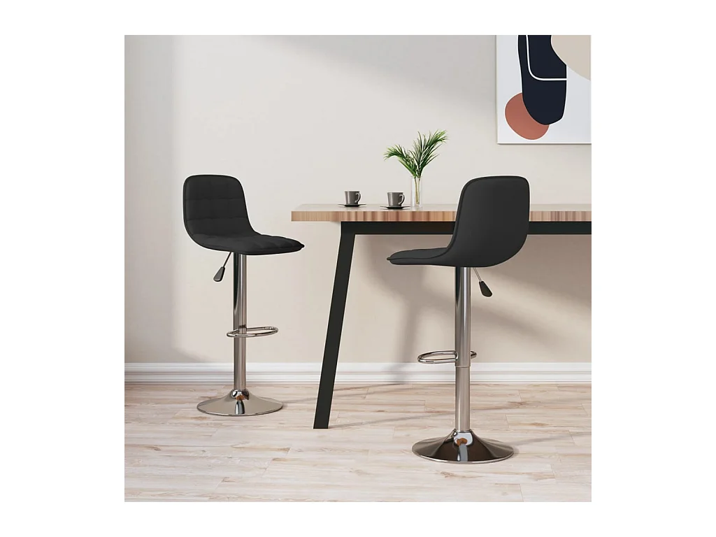 Tabourets de bar lot de 2 noir tissu