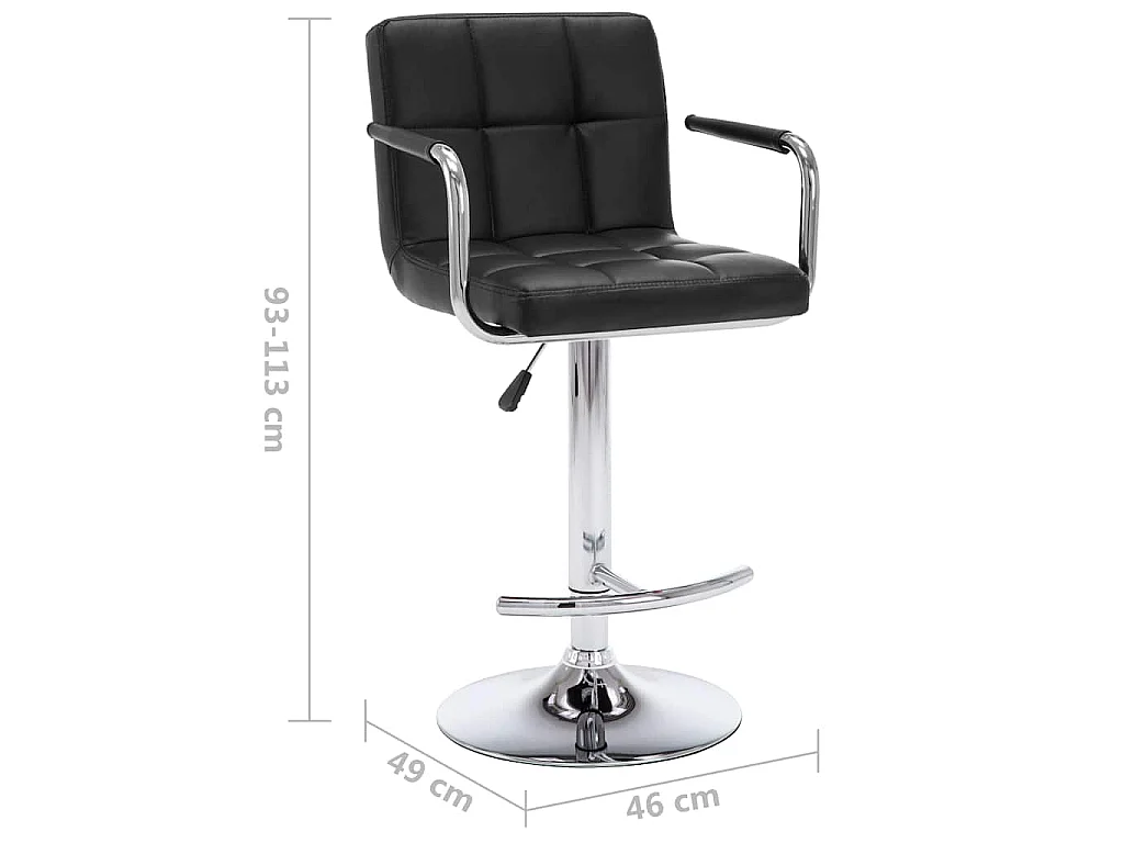 Tabourets de bar lot de 2 noir similicuir
