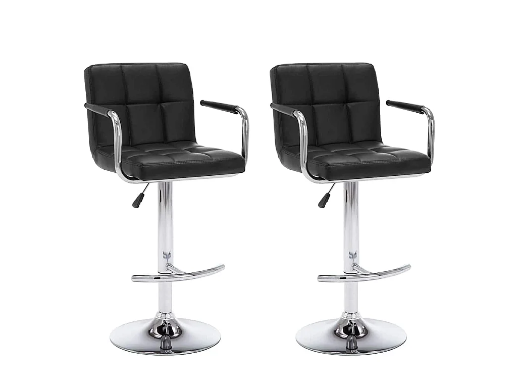 Tabourets de bar lot de 2 noir similicuir