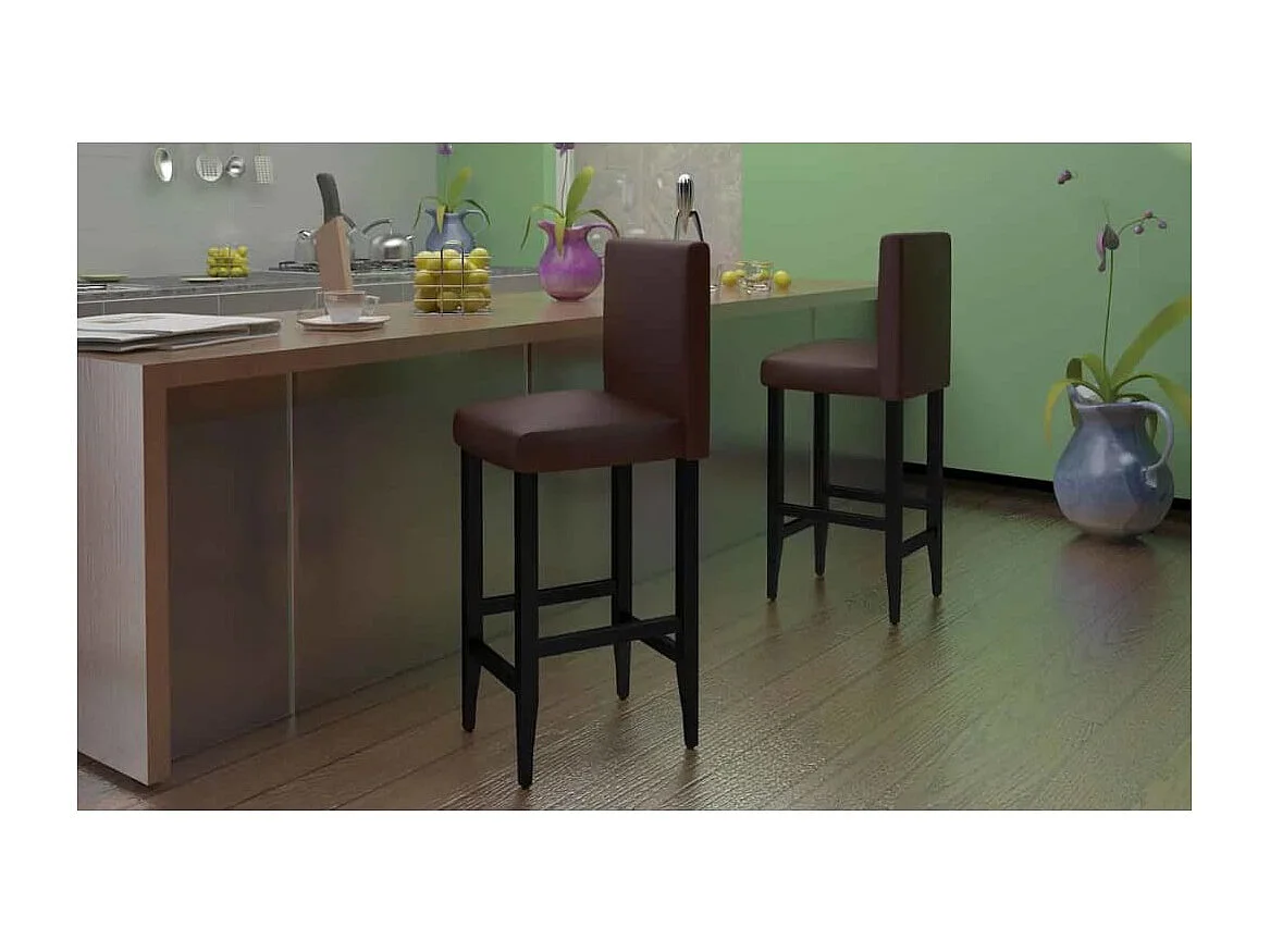 Tabourets de bar lot de 4 marron foncé similicuir