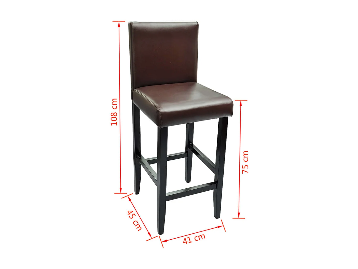Tabourets de bar lot de 4 marron foncé similicuir