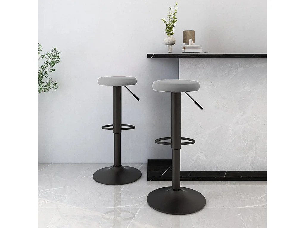 Tabourets de bar lot de 2 gris clair velours