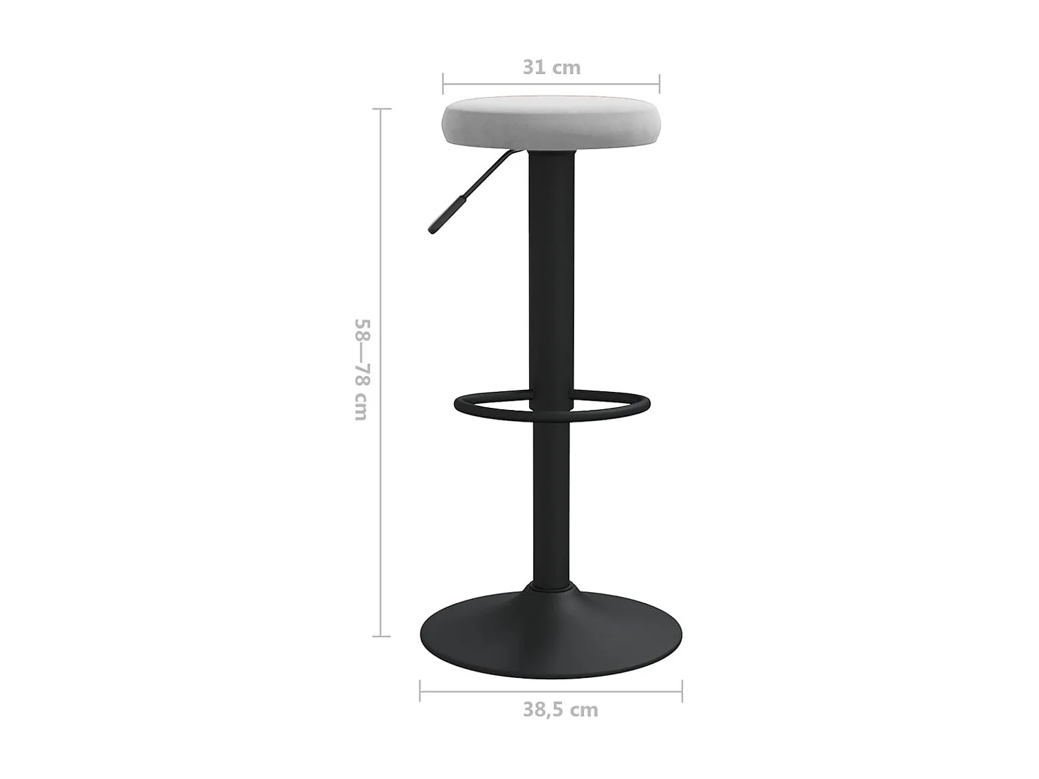 Tabourets de bar lot de 2 gris clair velours