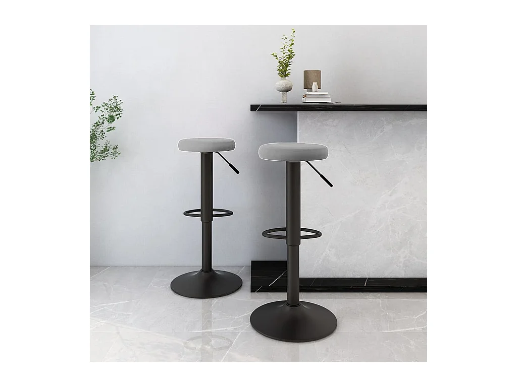 Tabourets de bar lot de 2 gris clair velours