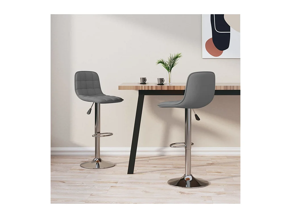Tabourets de bar lot de 2 gris clair tissu