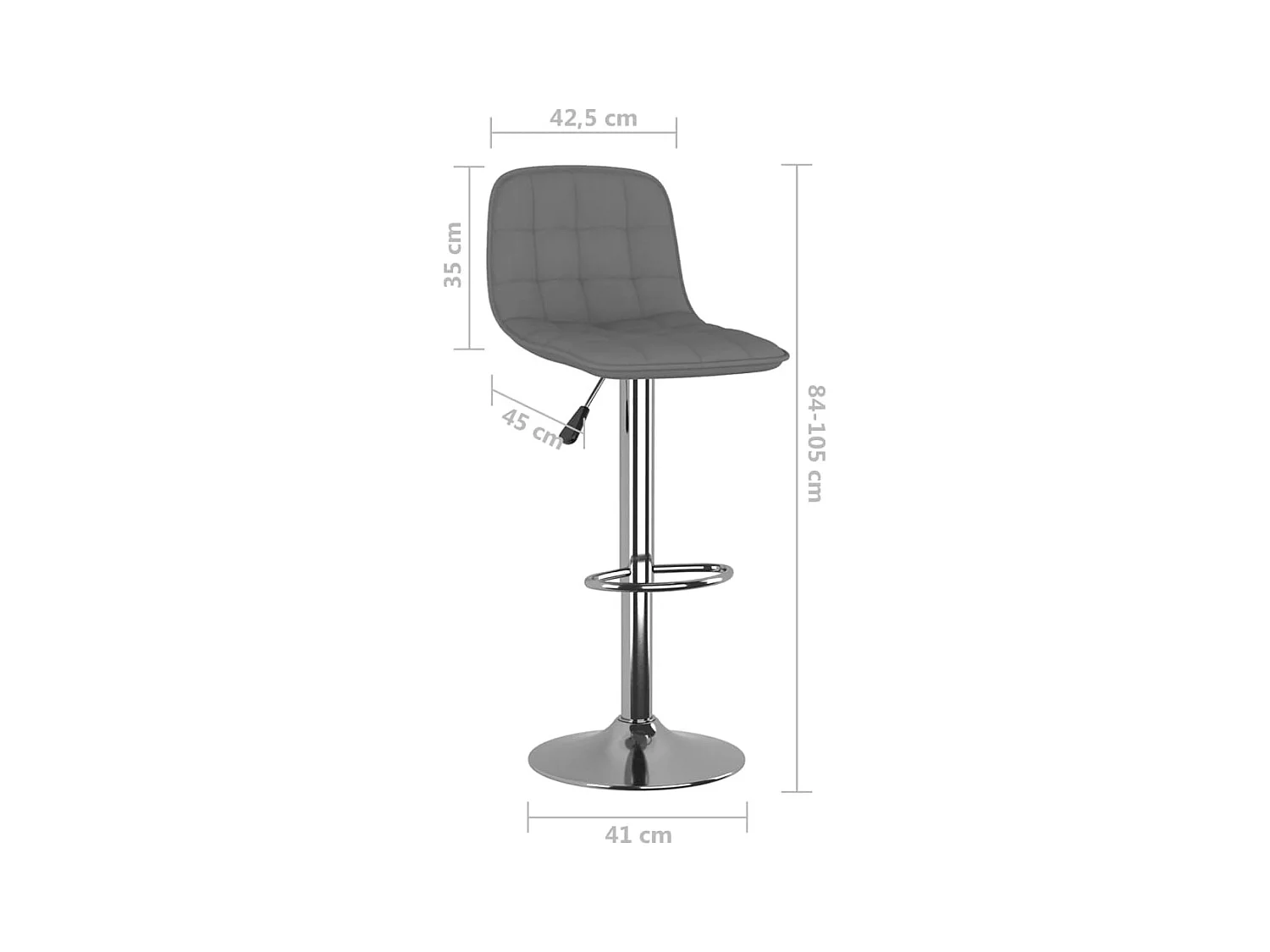 Tabourets de bar lot de 2 gris clair tissu