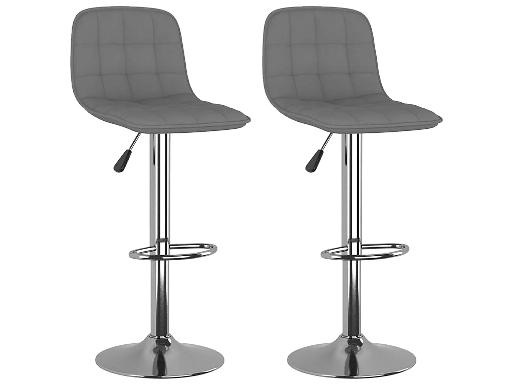 Tabourets de bar lot de 2 gris clair tissu