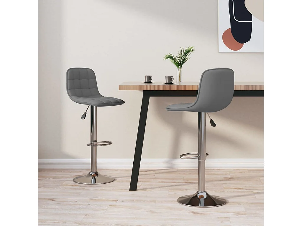 Tabourets de bar lot de 2 gris clair tissu