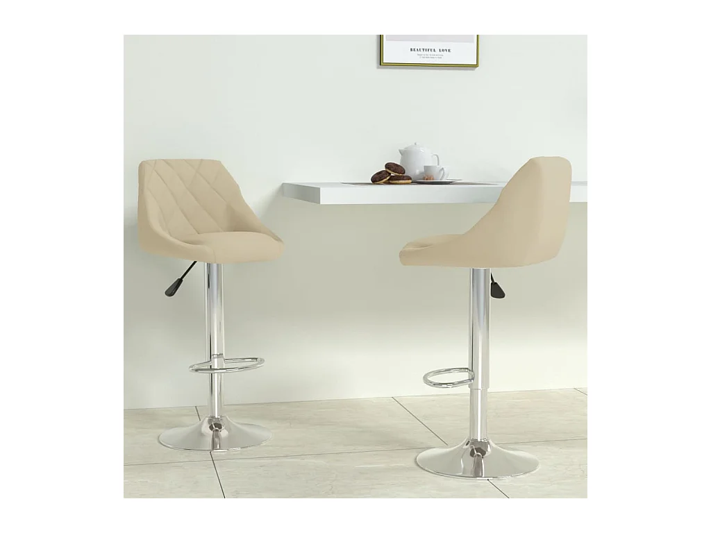 Tabourets de bar lot de 2 crème velours