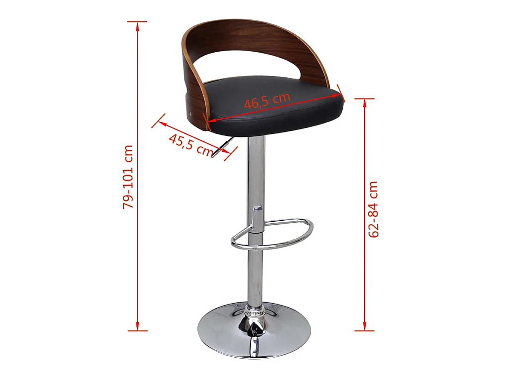 Tabourets de bar lot de 2 bois courbé