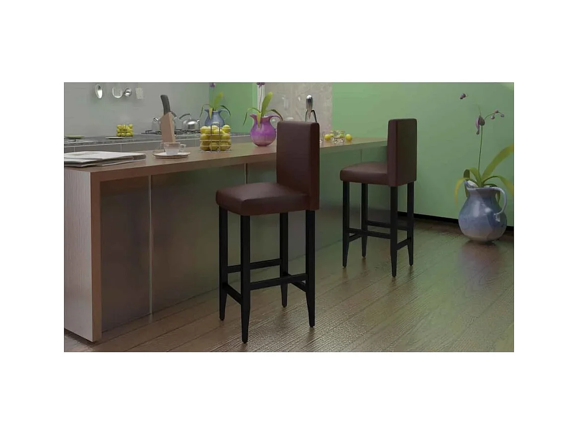 Tabourets de bar lot de 6 marron foncé similicuir