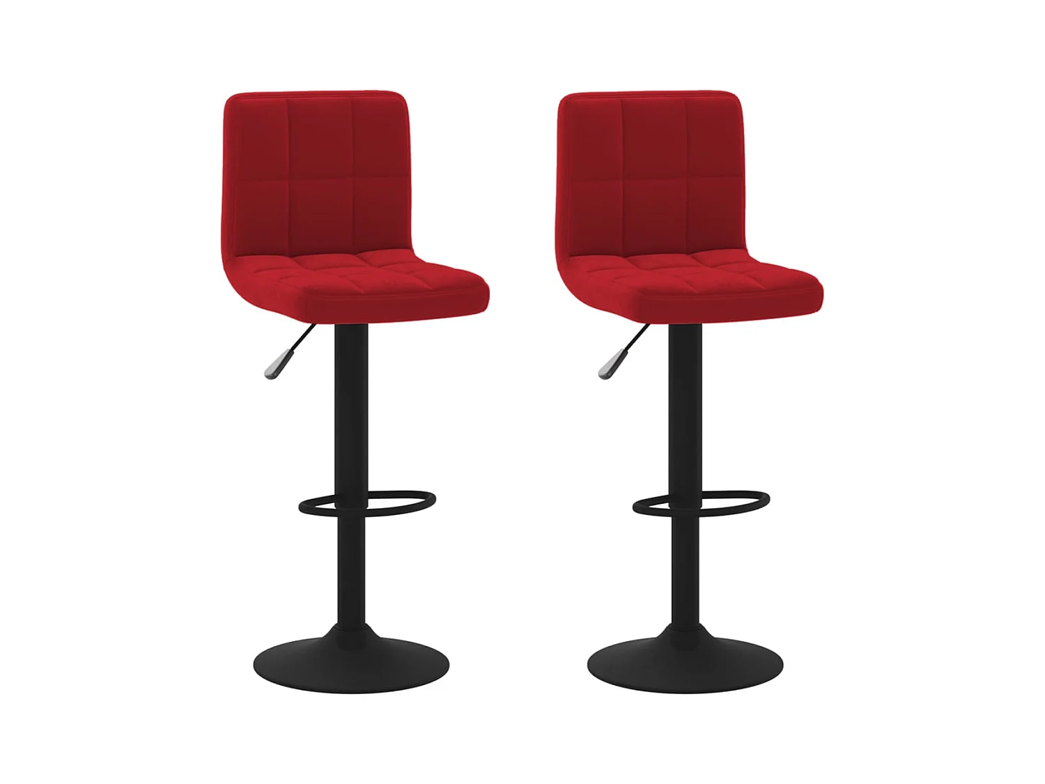 Tabourets de bar lot de 2 rouge bordeaux velours