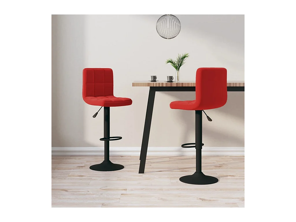Tabourets de bar lot de 2 rouge bordeaux velours