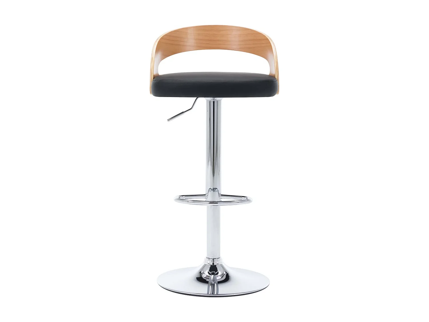 Tabourets de bar lot de 2 noir similicuir et bois courbé