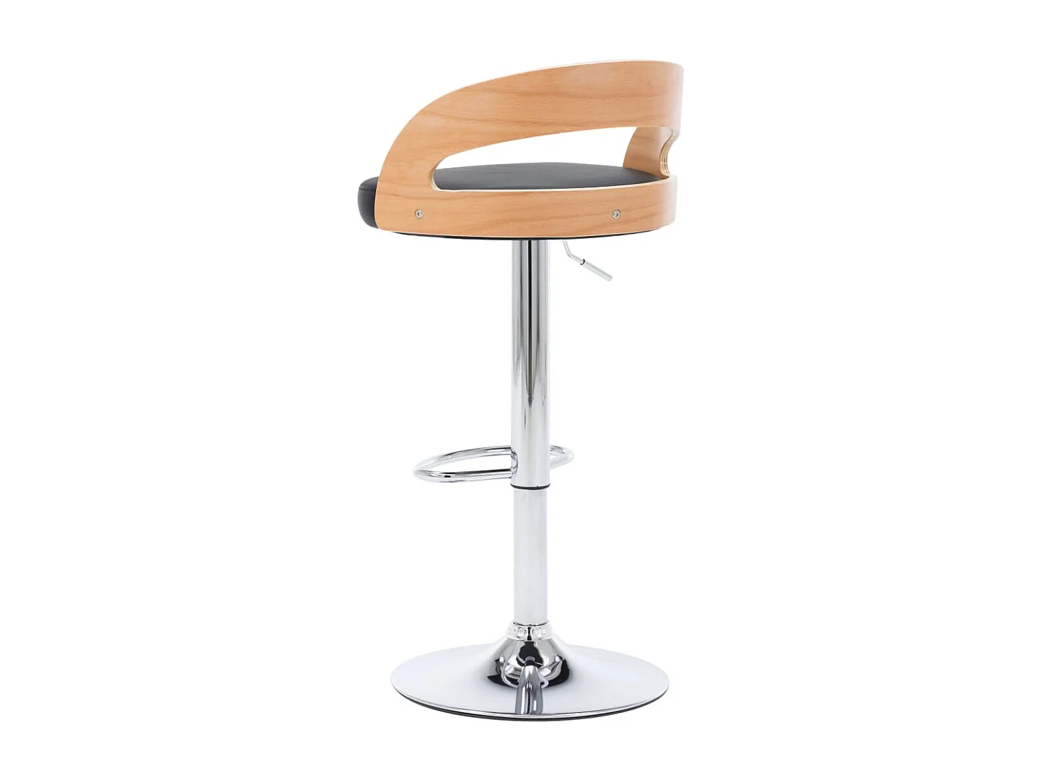 Tabourets de bar lot de 2 noir similicuir et bois courbé