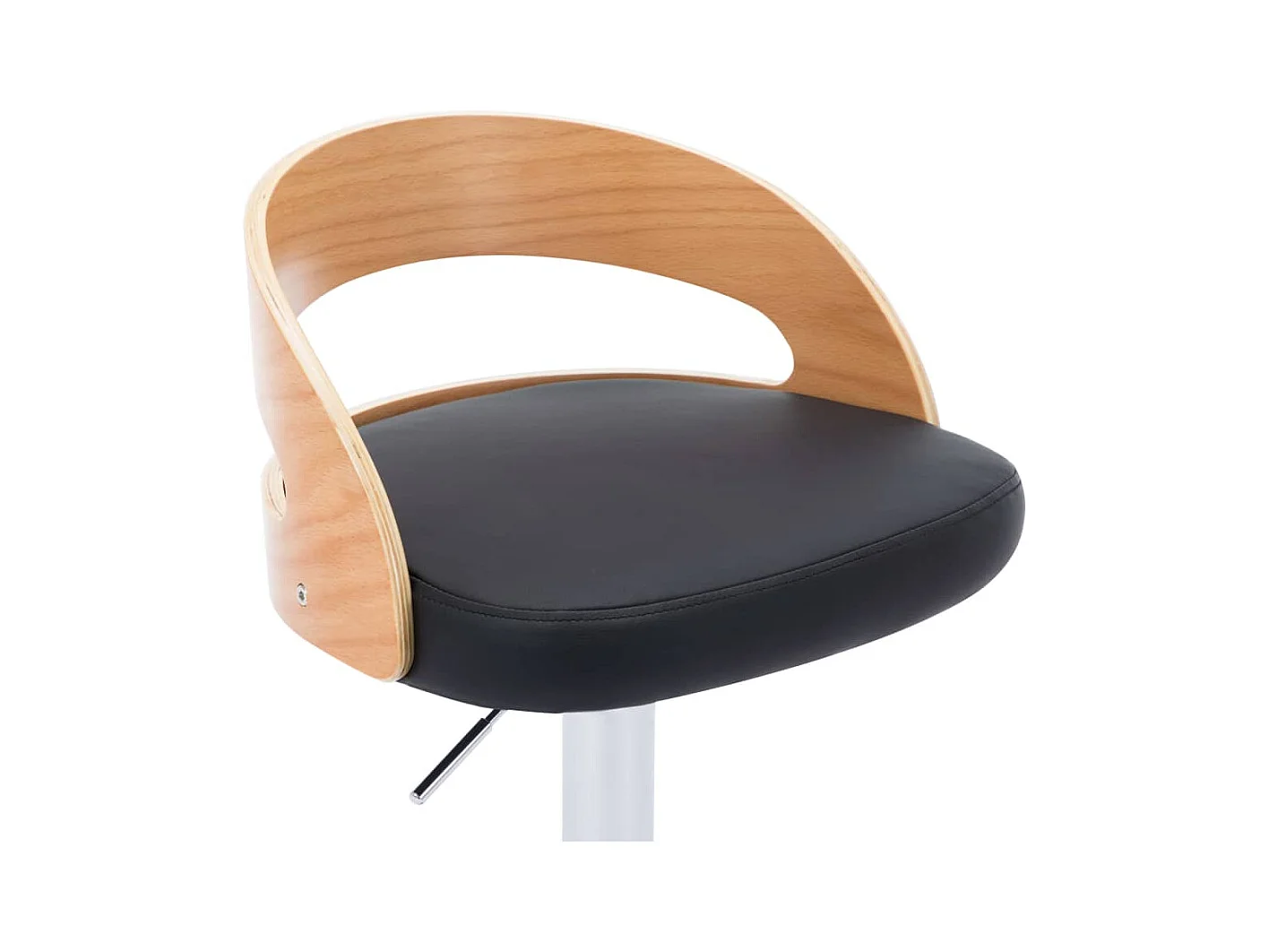 Tabourets de bar lot de 2 noir similicuir et bois courbé