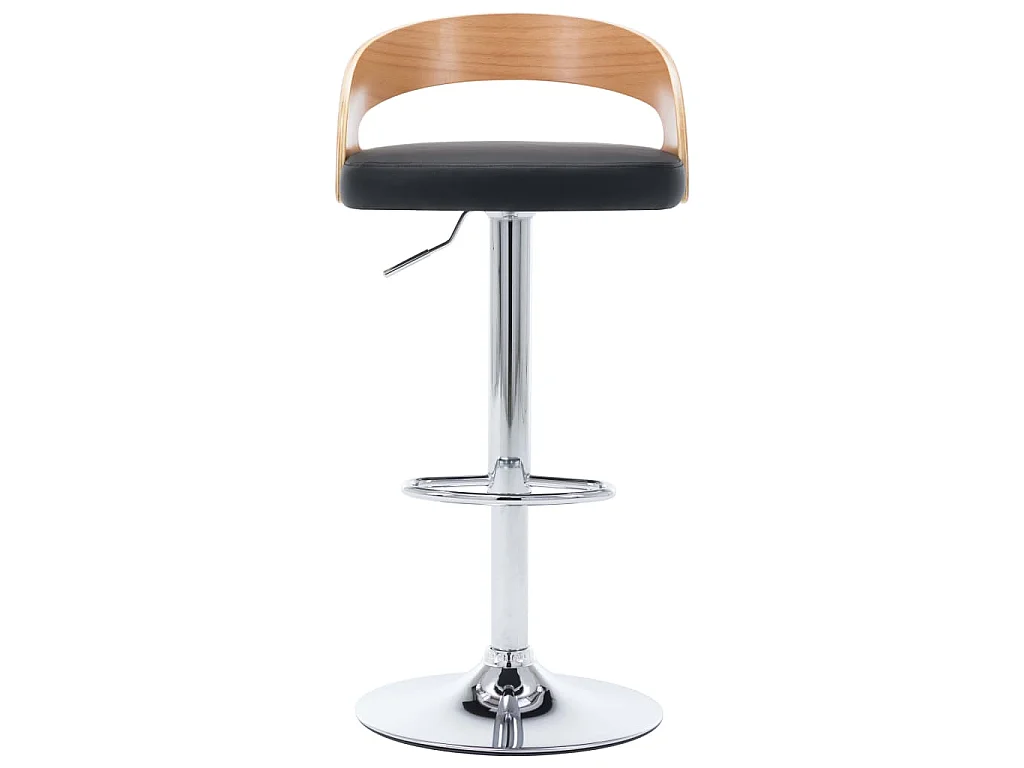 Barkrukken 2 st kunstleer en gebogen hout zwart