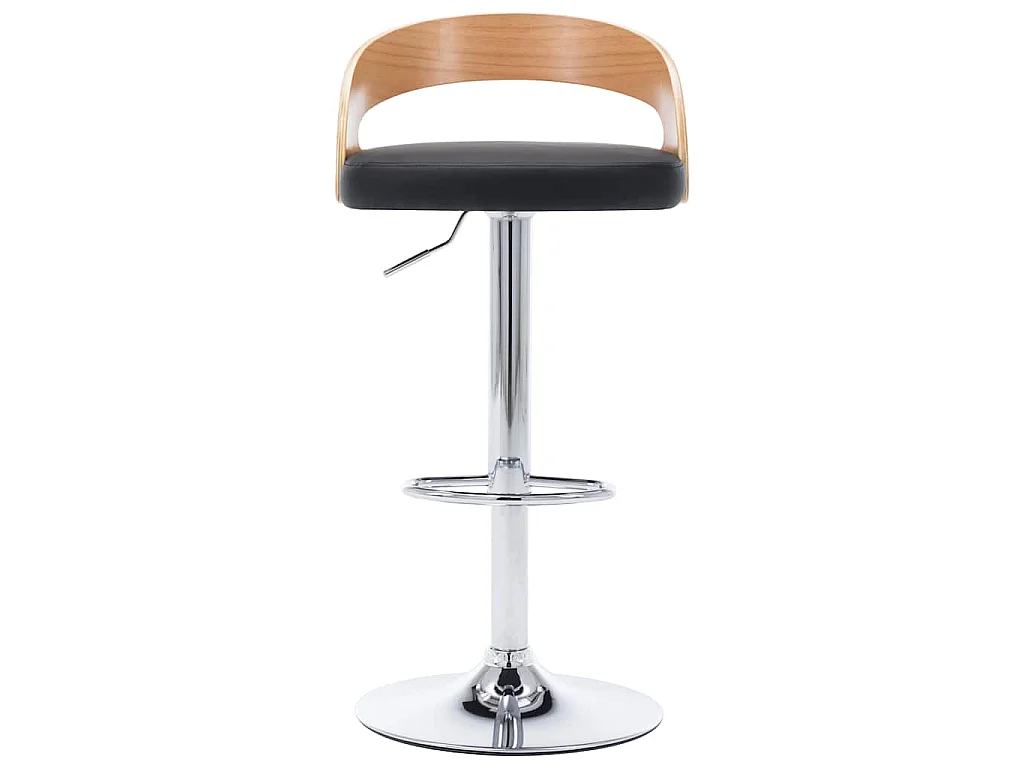 Tabourets de bar lot de 2 noir similicuir et bois courbé