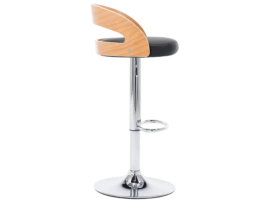 Tabourets de bar lot de 2 noir similicuir et bois courbé