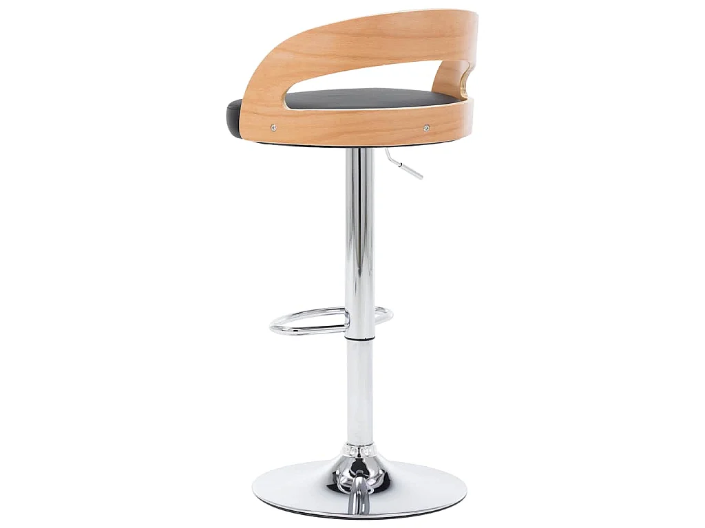 Tabourets de bar lot de 2 noir similicuir et bois courbé