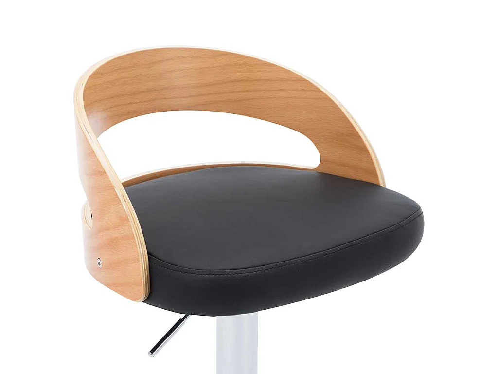 Tabourets de bar lot de 2 noir similicuir et bois courbé