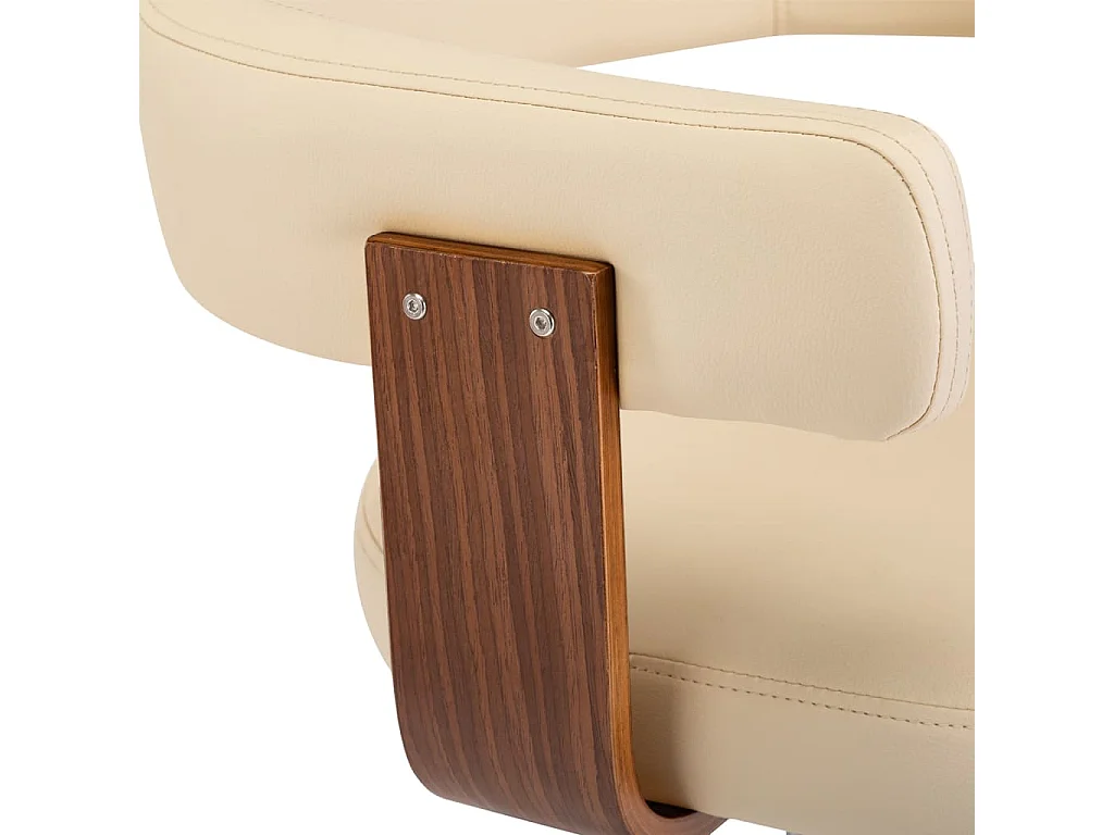 Barhocker 2 Stk. Creme Bugholz und Kunstleder