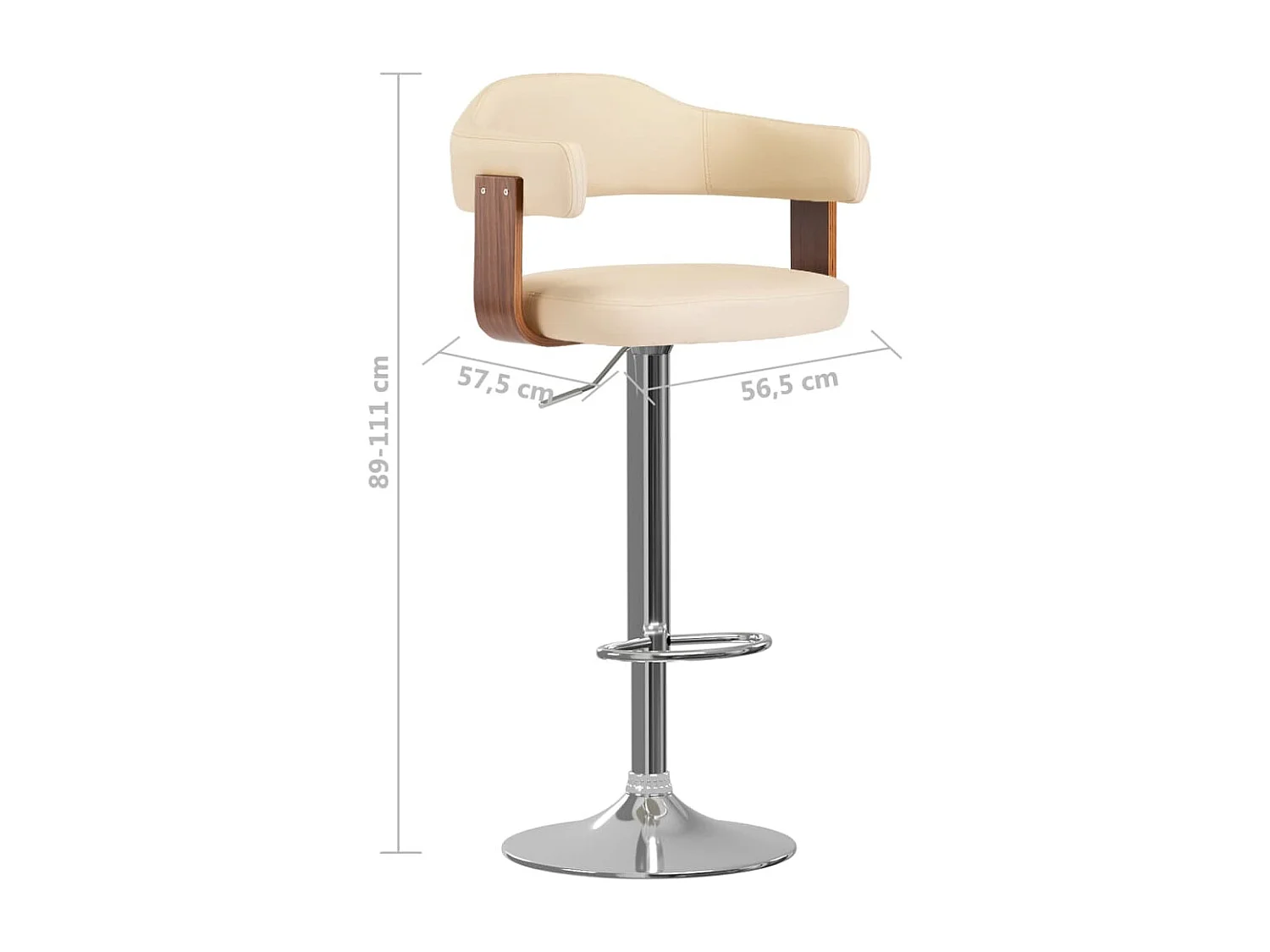 Barhocker 2 Stk. Creme Bugholz und Kunstleder