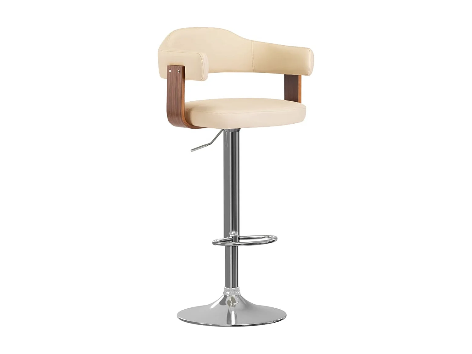 Tabourets de bar lot de 2 crème bois courbé et similicuir